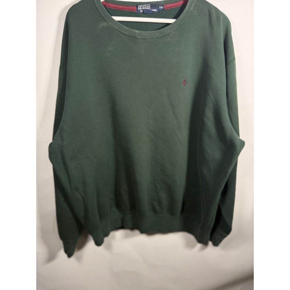 Polo Ralph Lauren Crewneck Sweatshirt Mens XXL Green Fleece Pullover Pony Logo - Picture 3 of 8